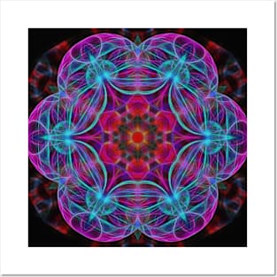 Vibrant wheel of fortune mandala Posters and Art